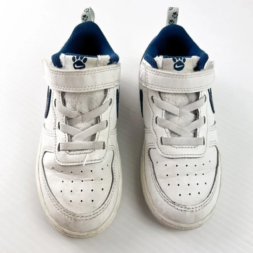 Nike Court Borough Low 2 Se Sneakers Boys Size 10 (Tdv) White Blue Dog Paw